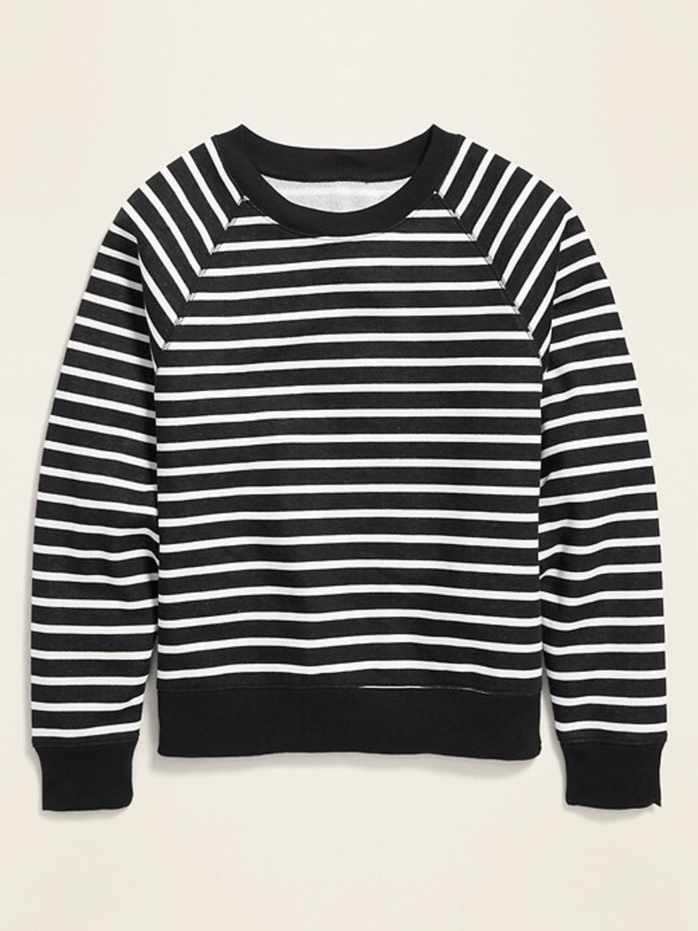 Old Navy Black and White Striped Vintage Crewneck Sweater